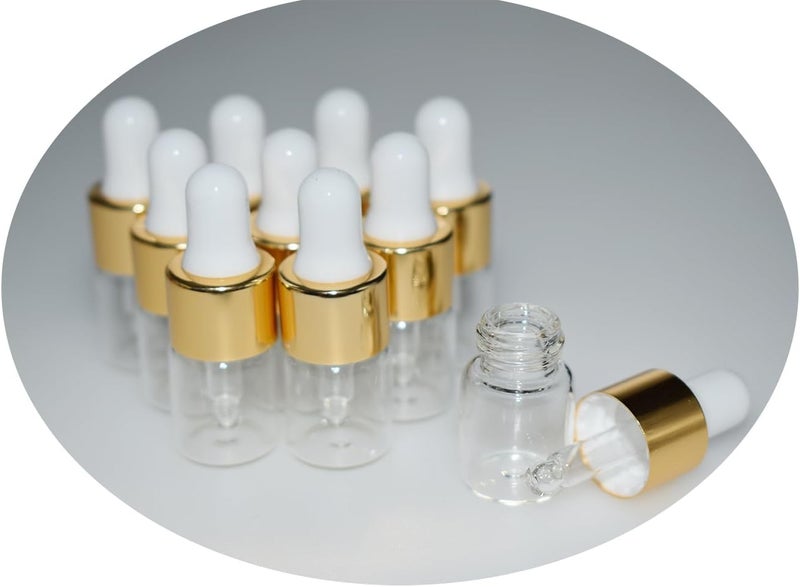 Hustar Small Dropper Bottle, 10pcs 2ml Mini Sample Dropper Bottles Mini Makeup Containers for Travel Liquids Tiny Glass - Image 1